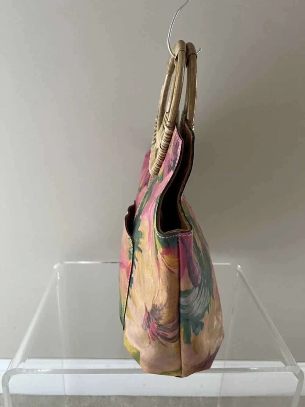 Patricia Nash Wood Handle Tote Floral Print, Handbag Purse